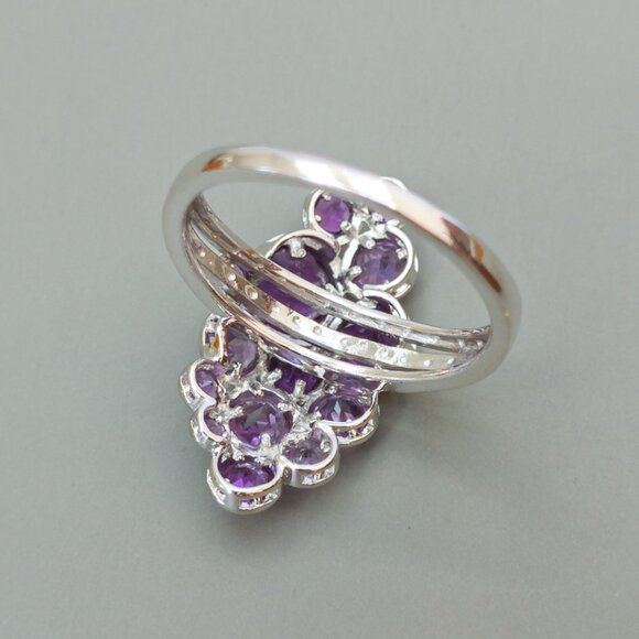 Sterling Silver Cluster Ring with Amethyst and Pink Amethyst – Size 10 - Picture 10 of 10